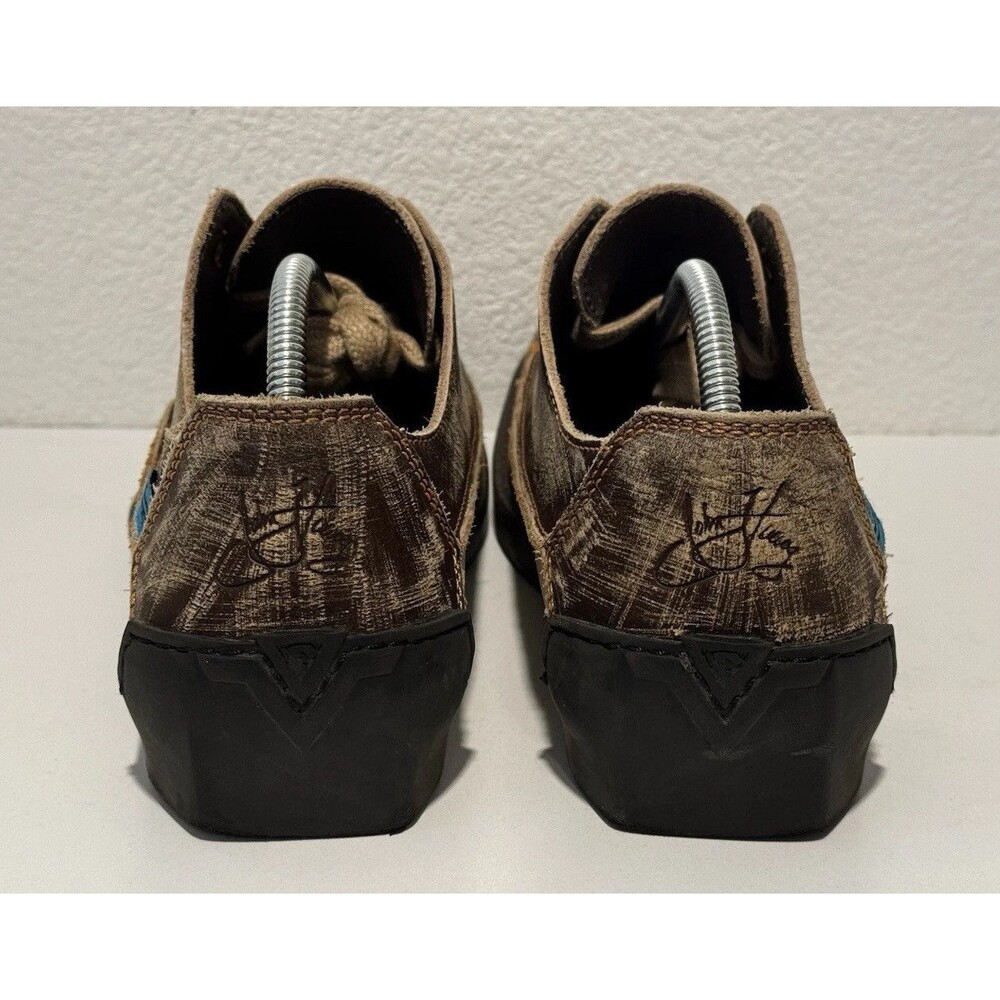 JOHN FLUEVOG Distressed Leather Shoes Sz 11 Brown Tough Love Sucks Unique Artsy - Picture 7 of 16